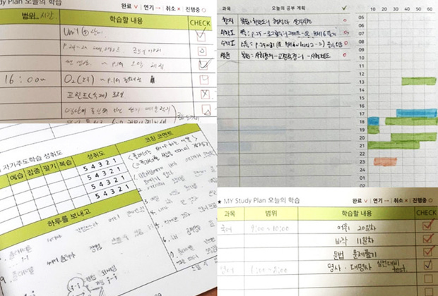 와와 플랜관리에서 사용하는 계획과 학습 기록 자료 예시